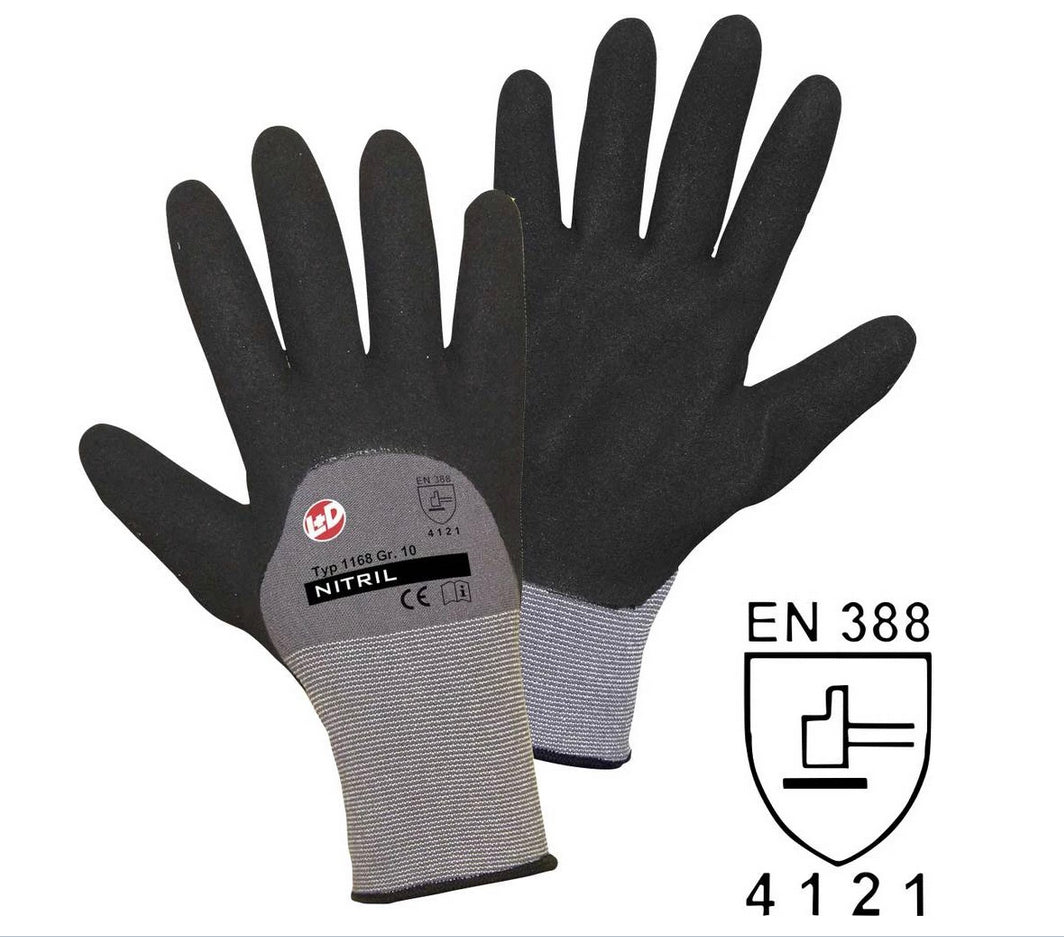 NITRIL DOUBLE Grip Feinstrickhds. aus grauem Nylon/Elasthan.,Intelligence Beschichtung: waterbased Größe 9 - 11