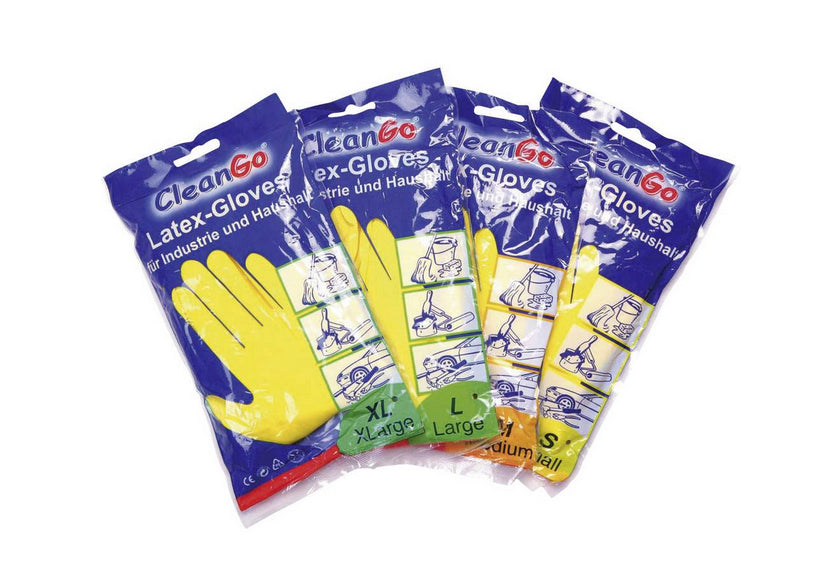 Industrie-Haushaltshandschuh, Latex, gelb, 60 gr./Paar, Stärke 0,4 mm, CleanGo - Design Größe L - XL