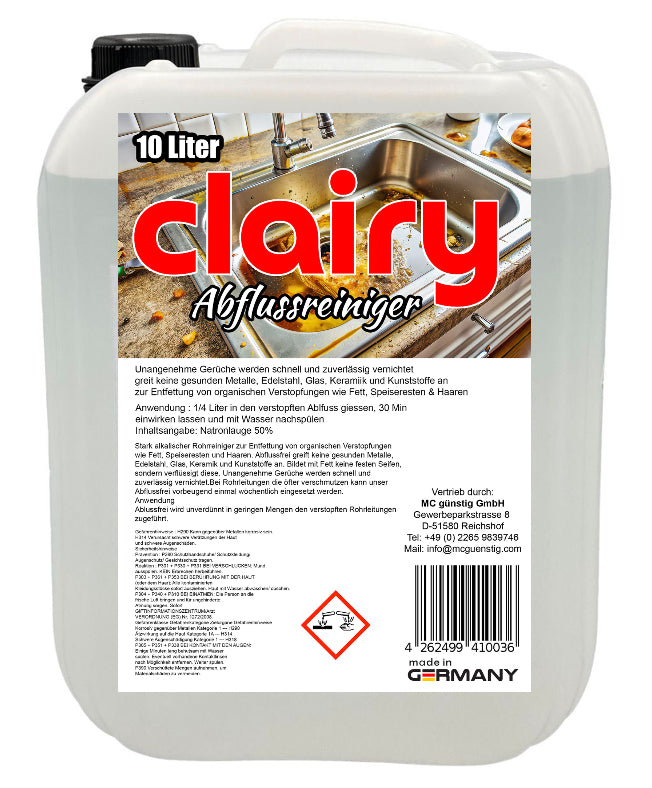Clairy Abflussreiniger 10 Liter Kanister