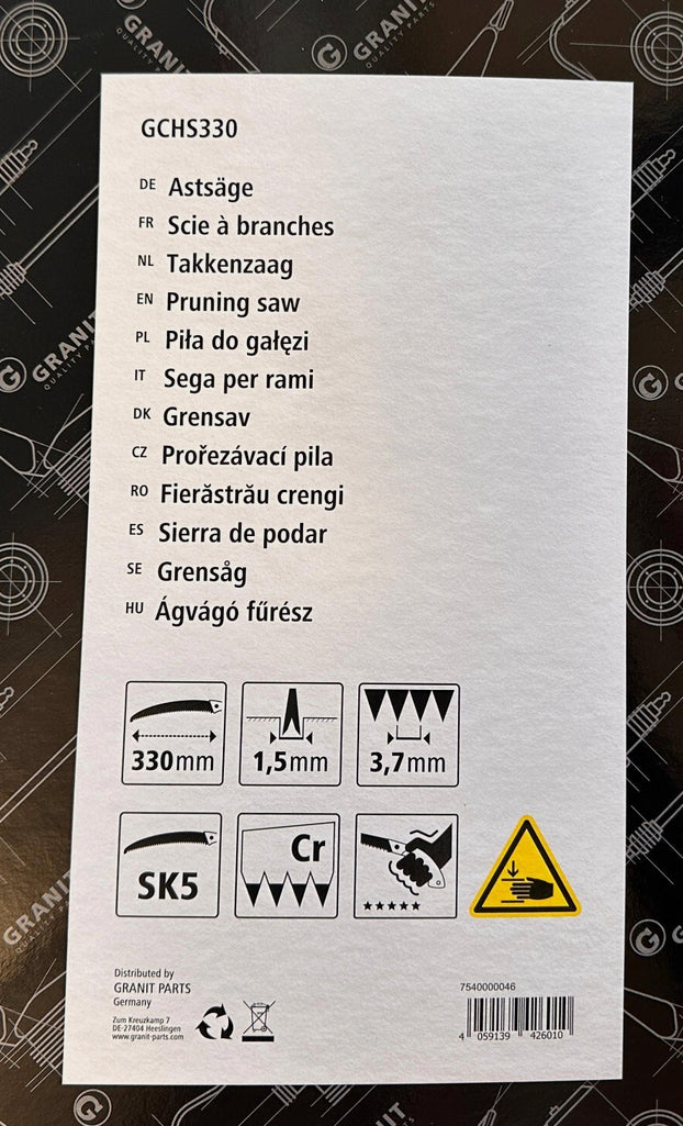 Granit Black Edition Astsäge 330mm gebogen