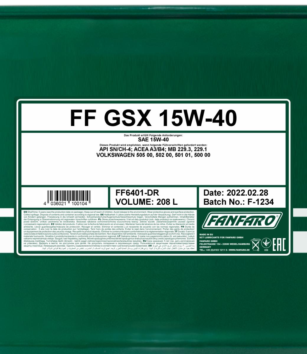 FANFARO 6401 GSX 15W-40 208 Liter