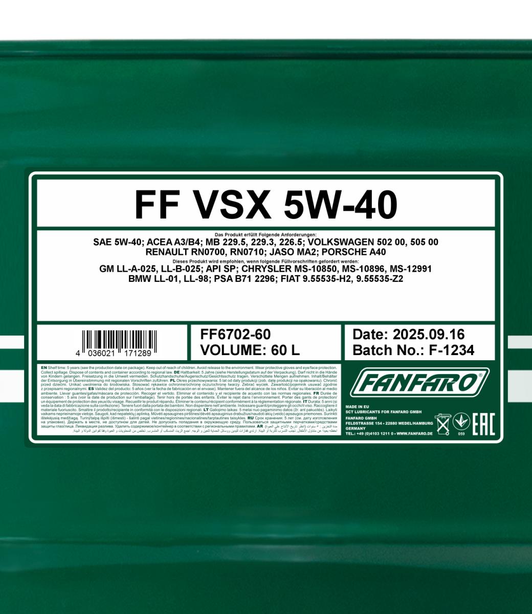 FANFARO 6702 VSX 5W-40 60 Liter