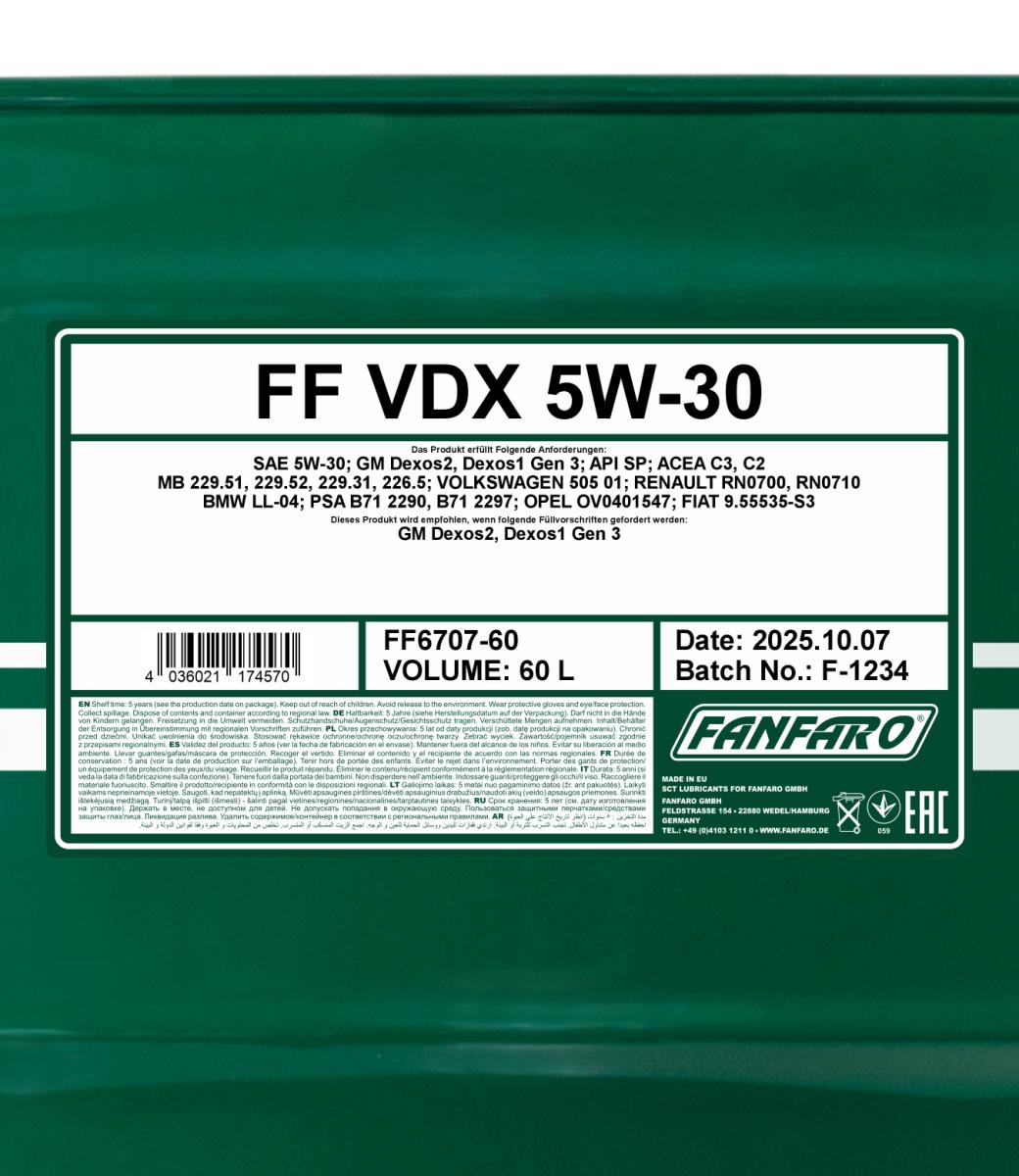 FANFARO 6707 VDX 5W-30 60 Liter