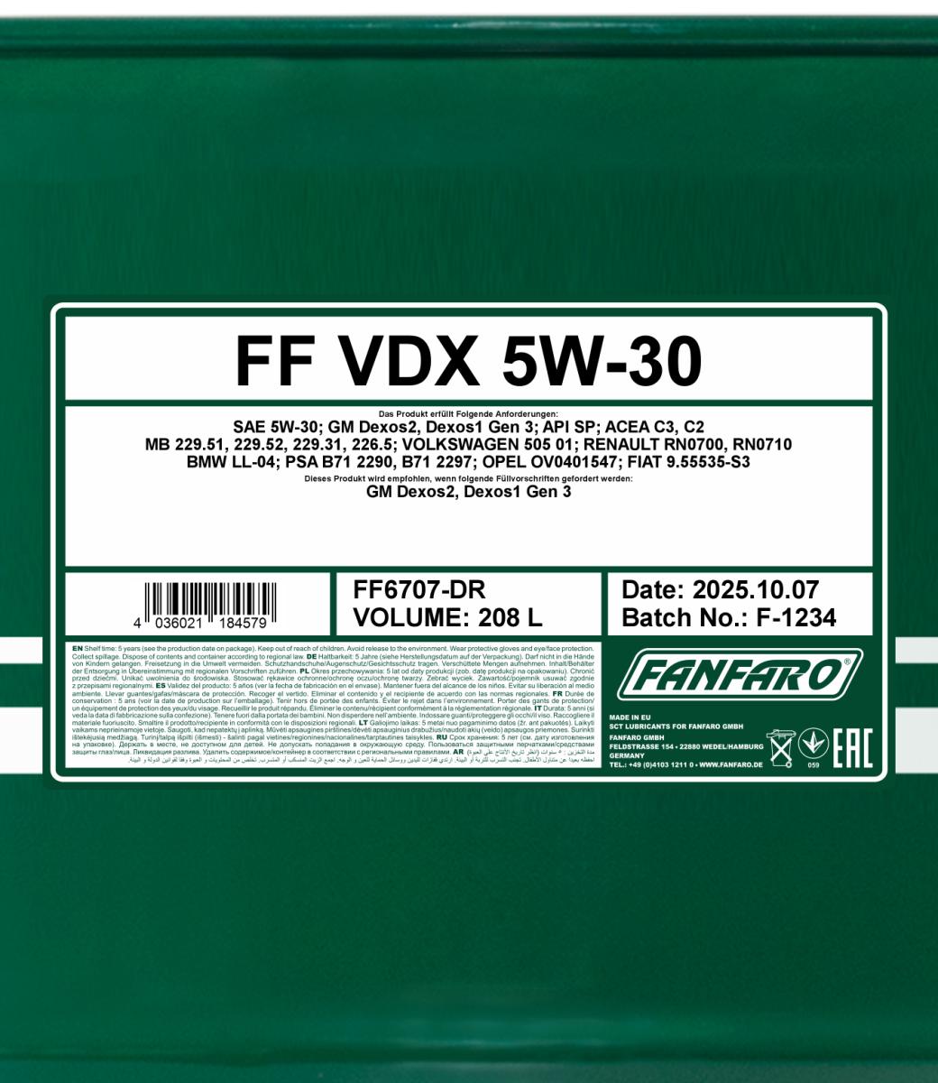 FANFARO 6707 VDX 5W-30 208 Liter