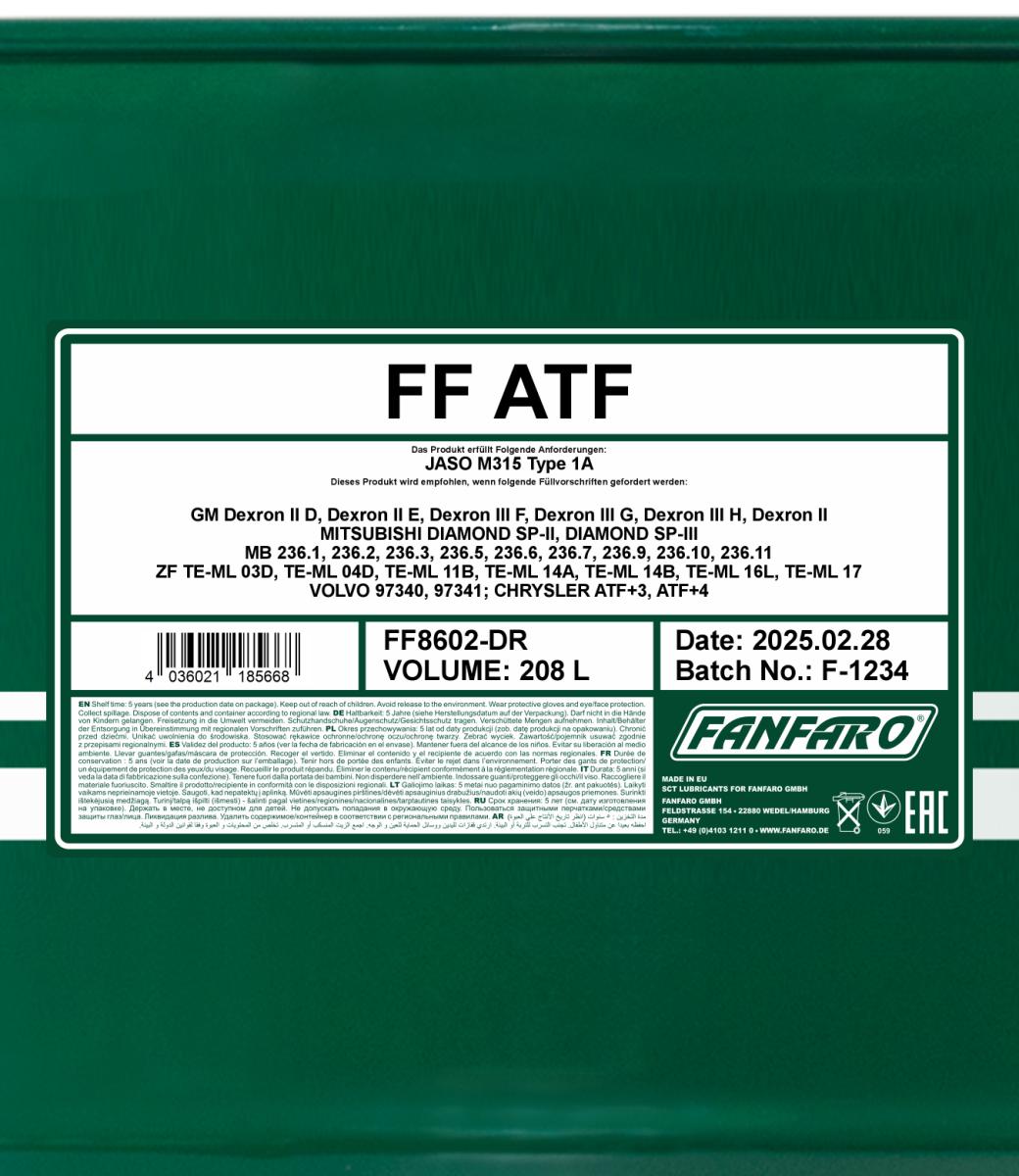 FANFARO 8602 ATF Universal Full Synthetic 208 Liter