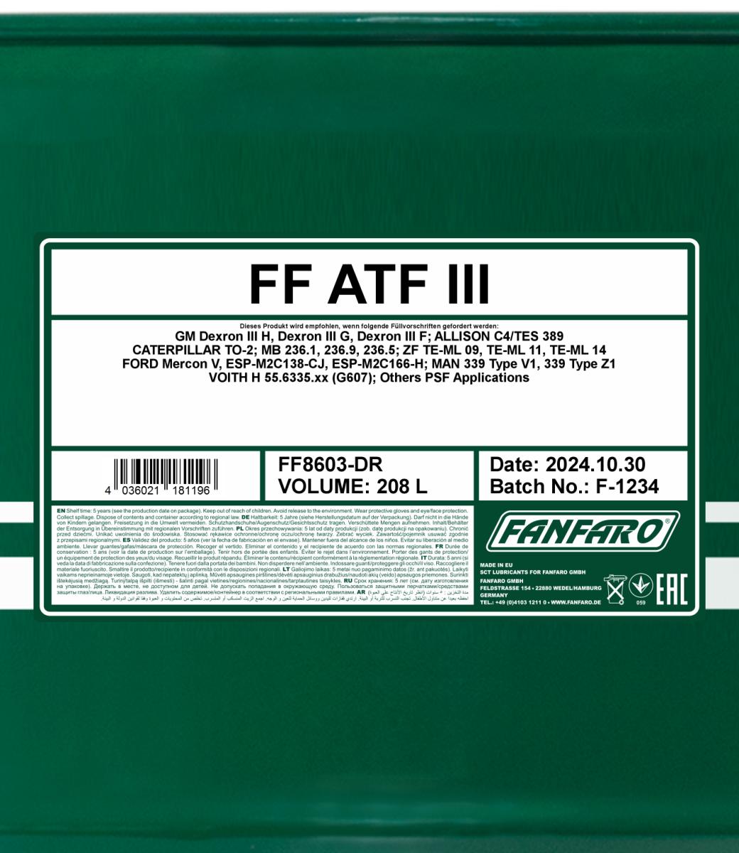 FANFARO 8603 ATF III 208 Liter
