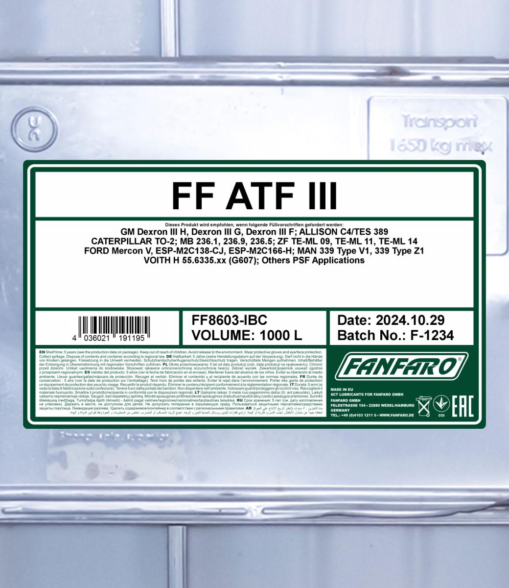 FANFARO 8603 ATF III 1000 Liter