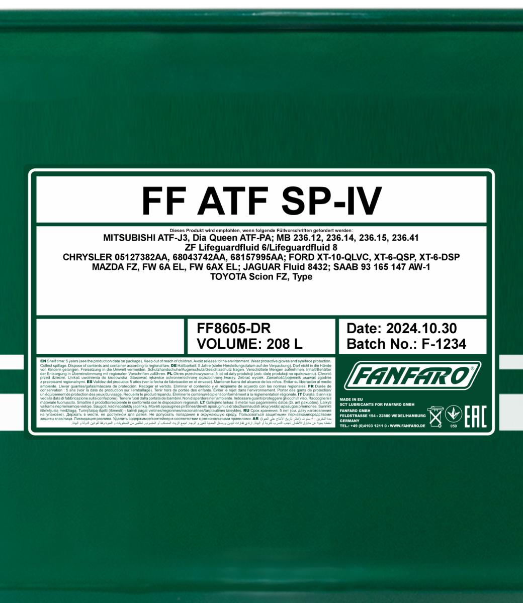 FANFARO 8605 ATF SP-IV 208 Liter