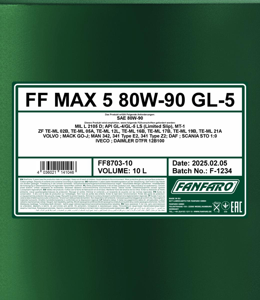 FANFARO 8703 MAX 5 80W-90 GL-5 LS 10 Liter