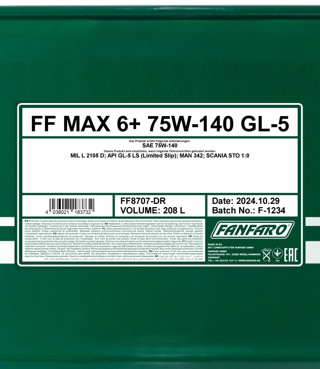FANFARO 8707 MAX 6+ 75W-140 GL-5 208 Liter