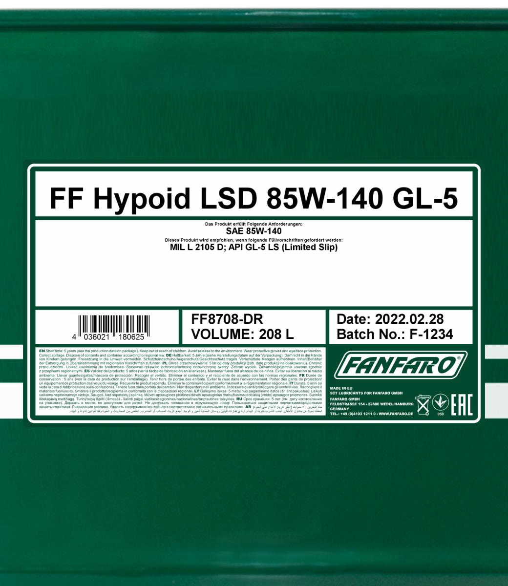 FANFARO 8708 LSD 85W-140 GL-5 208 Liter