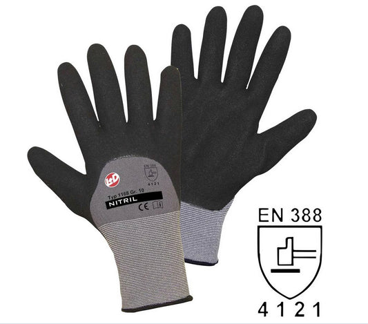 NITRIL DOUBLE Grip Feinstrickhds. aus grauem Nylon/Elasthan.,Intelligence Beschichtung: waterbased Größe 9 - 11
