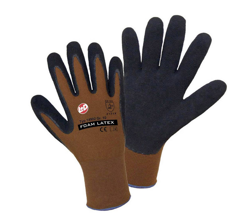 FOAM LATEX Feinstrickhandschuh mit geschäumter Latexbesch. 60 % Acryl/40 % Nylon, EN 388 CAT II Größe 7 - 11