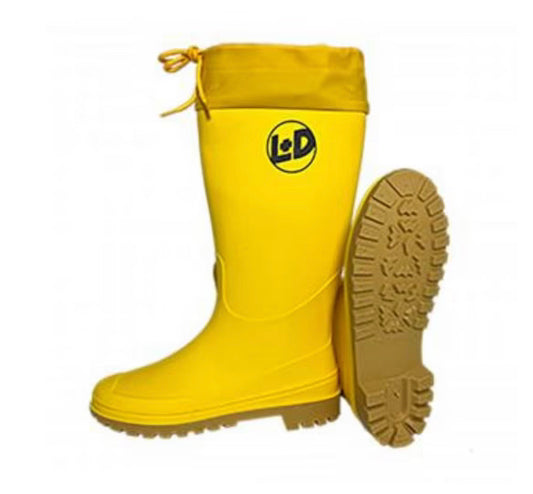 L+D 2497 / Giallo PVC - Stiefel Gummistiefel Freizeitstiefel Damen gelb mit Schnürmannschette Gr. 36 - 41