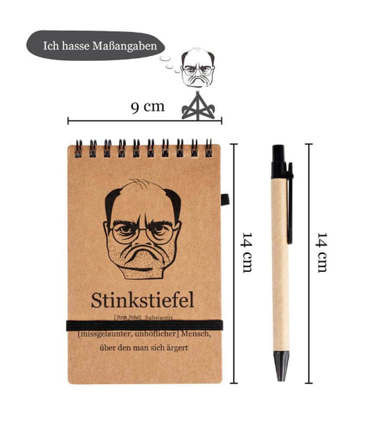 Stinkstiefel Notizzettel mit Stift