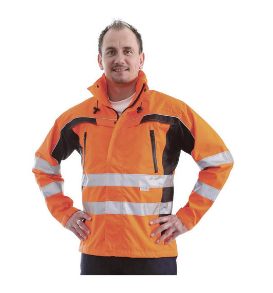 TAMBORA Warnschutzjacke,leuchtorange, Oxford Polyester/PU wasserd.+atmungsaktiv,EN ISO 20471:2016,Kl.3+EN 343:2007 Gr:öße S - XXXL