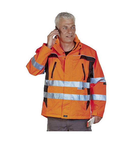 TAMBORA Warnschutzjacke,leuchtorange, Oxford Polyester/PU wasserd.+atmungsaktiv,EN ISO 20471:2016,Kl.3+EN 343:2007 Gr:öße S - XXXL