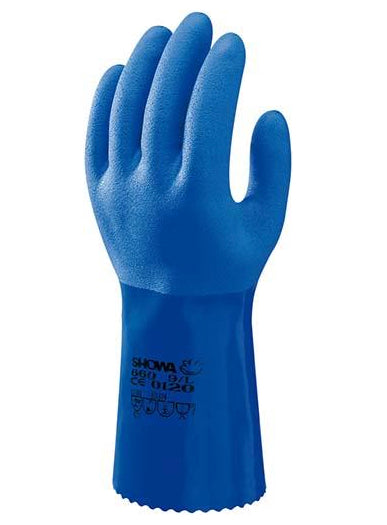 SHOWA 660 Chemikalienschutzhandschuh aus Baumwolle mit PVC-Beschichtung, Cat. III, EN388, EN374-2, EN374-3 Größe 9 - 10