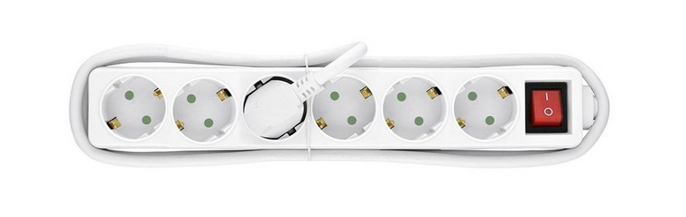 Steckerleiste 6fach mit Schalter KISI weiss 45 Grad mit 1,40m Kabel CE GS   7595628 100 Stück