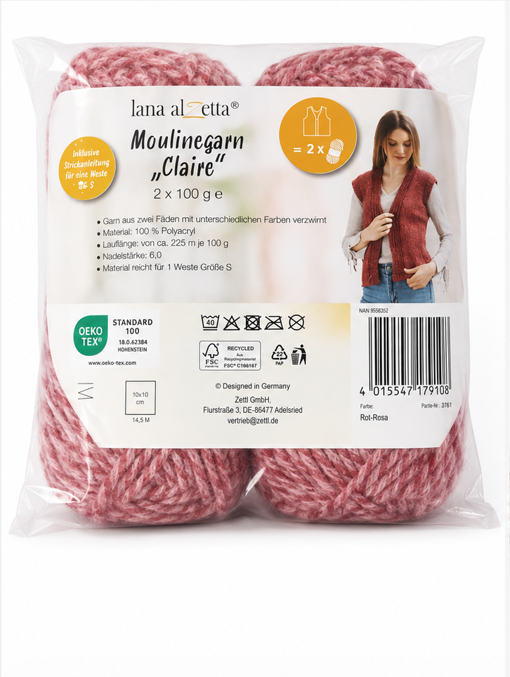 Moulinegarn Claire 2x100g Wolle 2x100g 2x225m 100% Polyacryl Bild 1