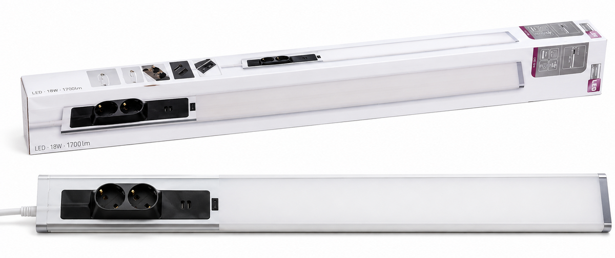 LED Lichtleiste 18 W inkl. 2x Steckdose & 2x USB Bild 1