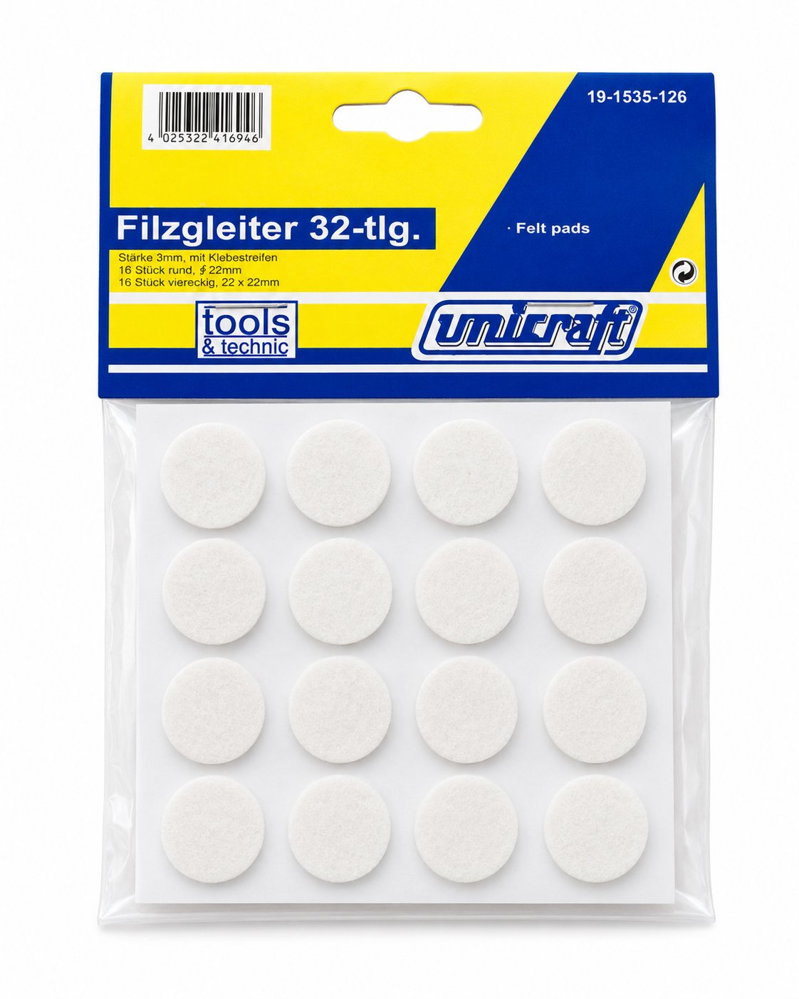 Filzgleiter Sets 32 tlg. (16x eckig und 16x rund) Bild 3