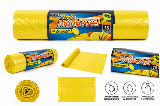 Müllbeutel 10er Pack 60 Liter mit Zitronenduft Bild 1