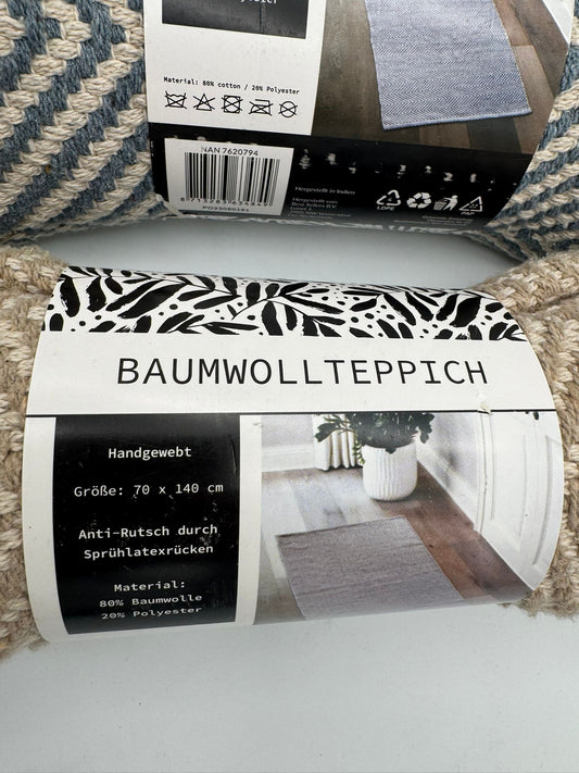 Baumwollteppich beige / grau 70x140