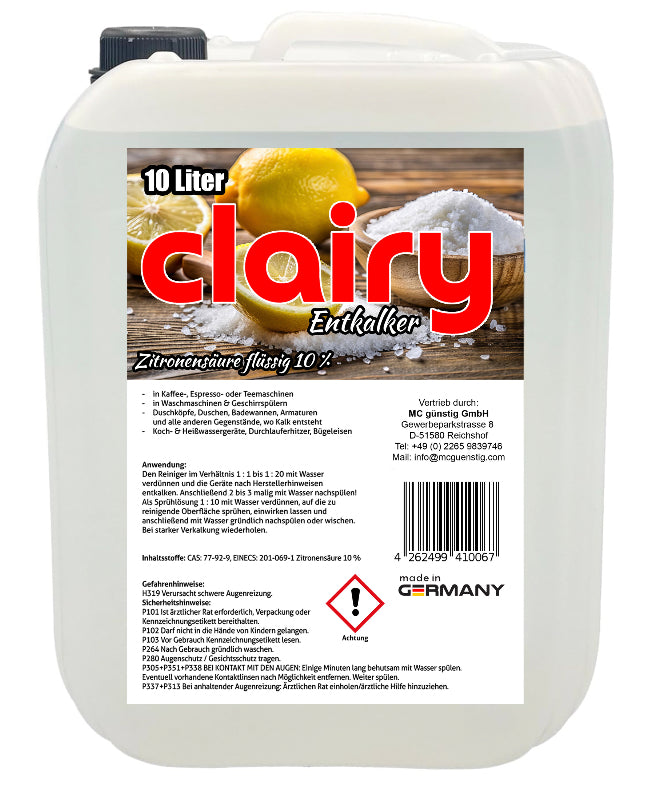 Clairy Entkalker 10 Liter Kanister