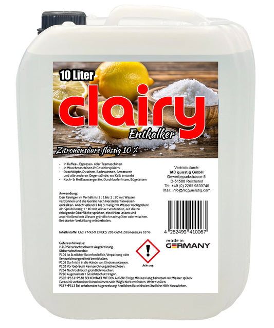 Clairy Entkalker 10 Liter Kanister