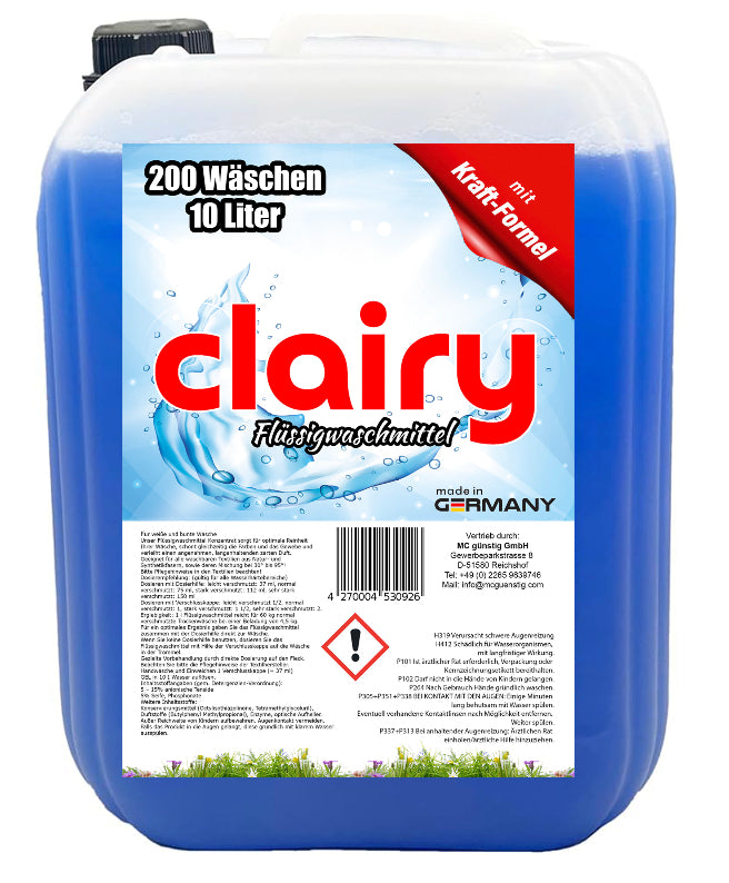 Clairy Fluessigwaschmittel 10 Liter Kanister