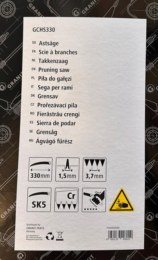 Granit Black Edition Astsäge 330mm gebogen