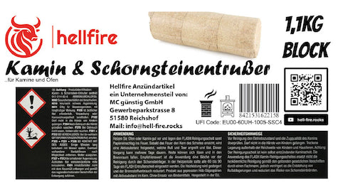 Hellfire Kamin und Schornsteinentrußer Entrußerblock