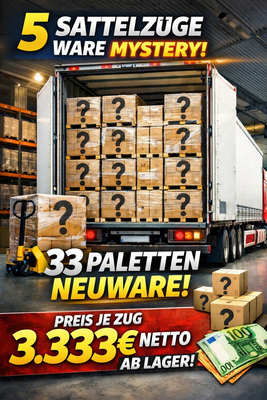 5x voller Sattelzug Ware MYSTERY 33 Paletten NEUWARE nur 3.333€ netto je Zug