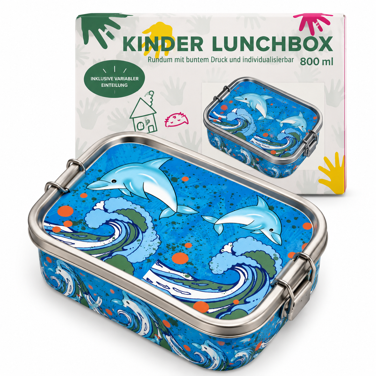 Kinder Lunchbox Edelstahl 800ml versch. Designs Bild 1