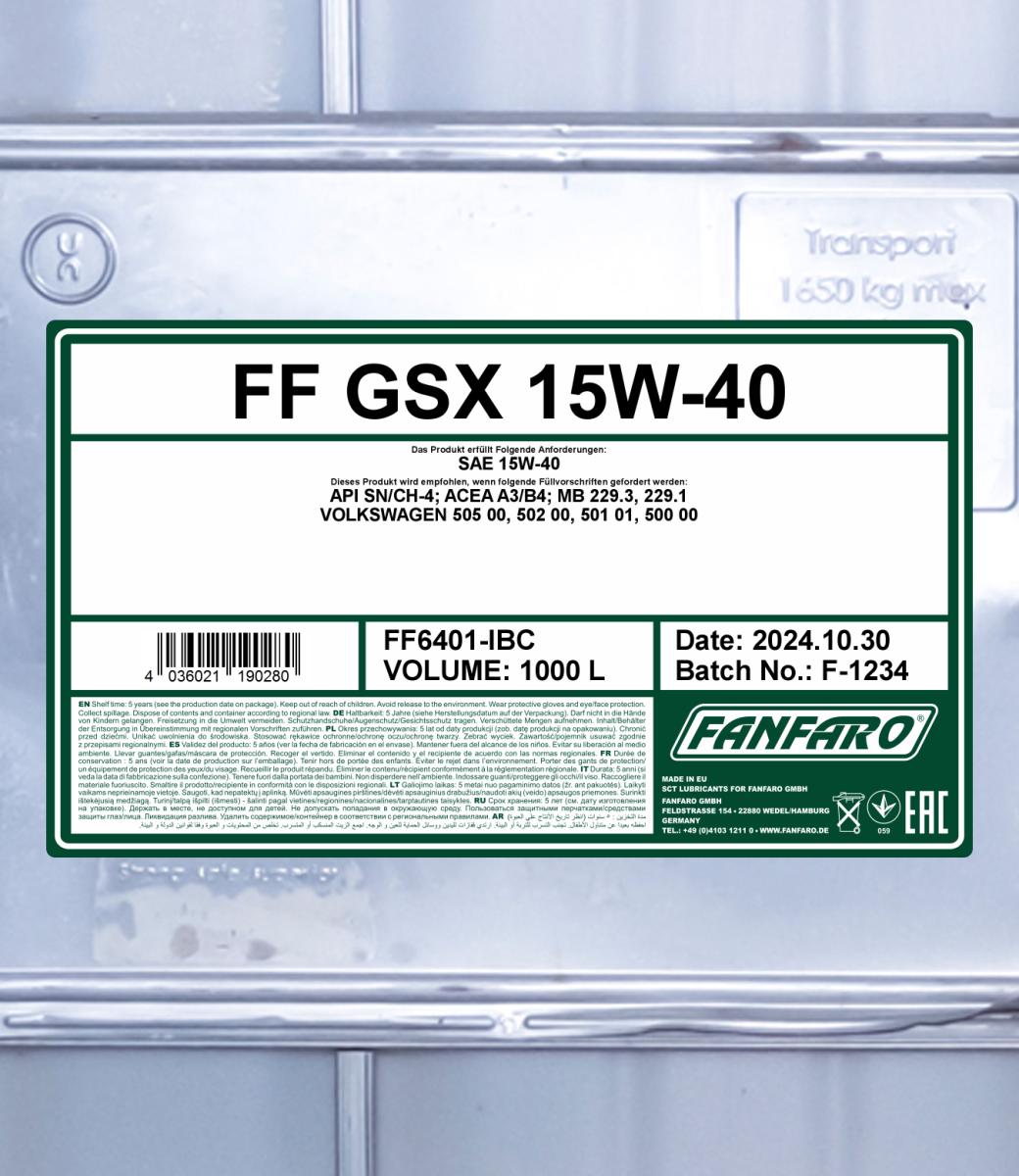 FANFARO 6401 GSX 15W-40 1000 Liter
