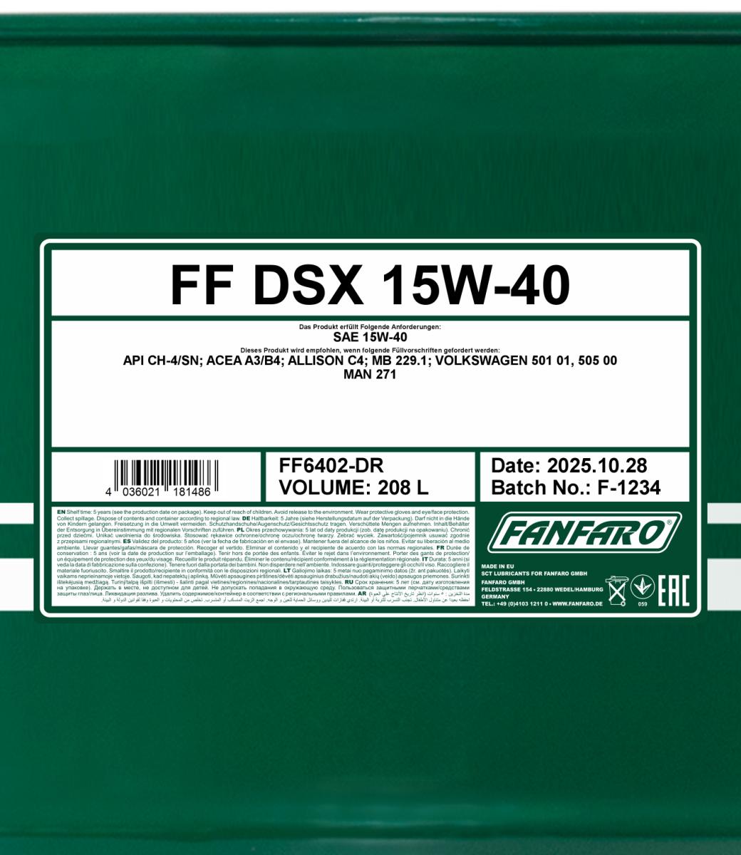 FANFARO 6402 DSX 15W-40 208 Liter