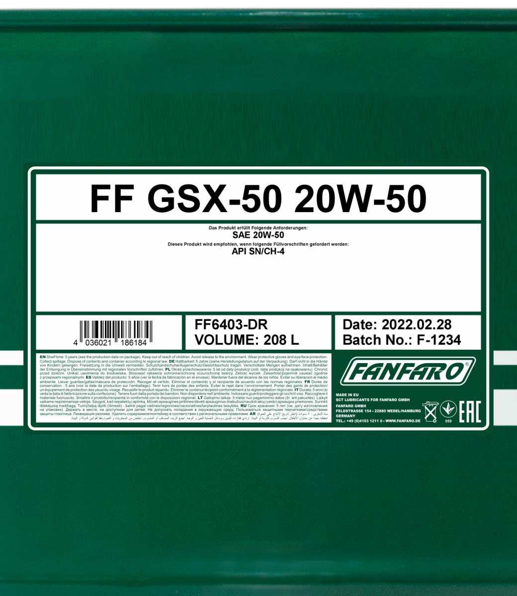 FANFARO 6403 GSX 50 20W-50 208 Liter
