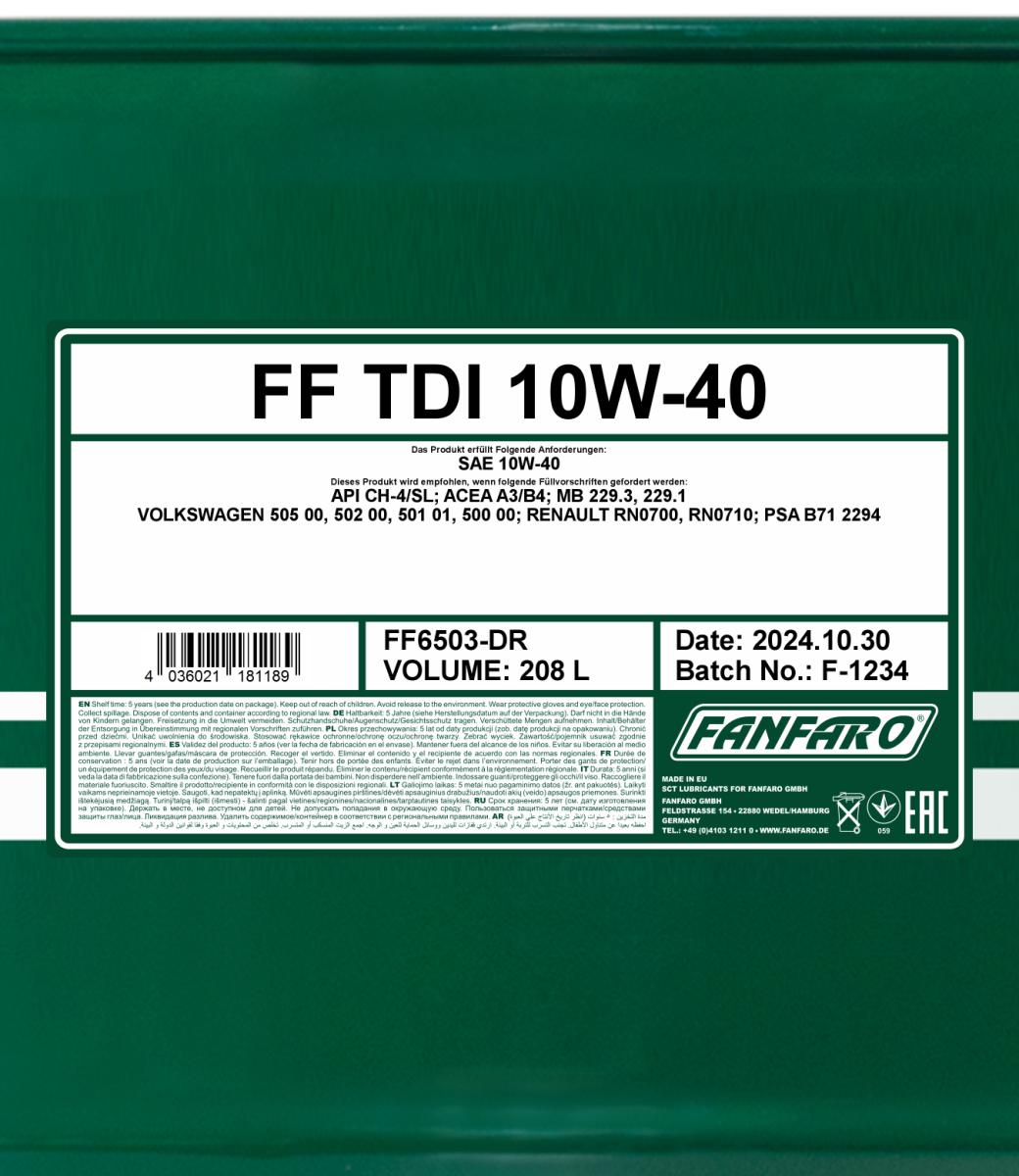 FANFARO 6503 TDI 10W-40 208 Liter