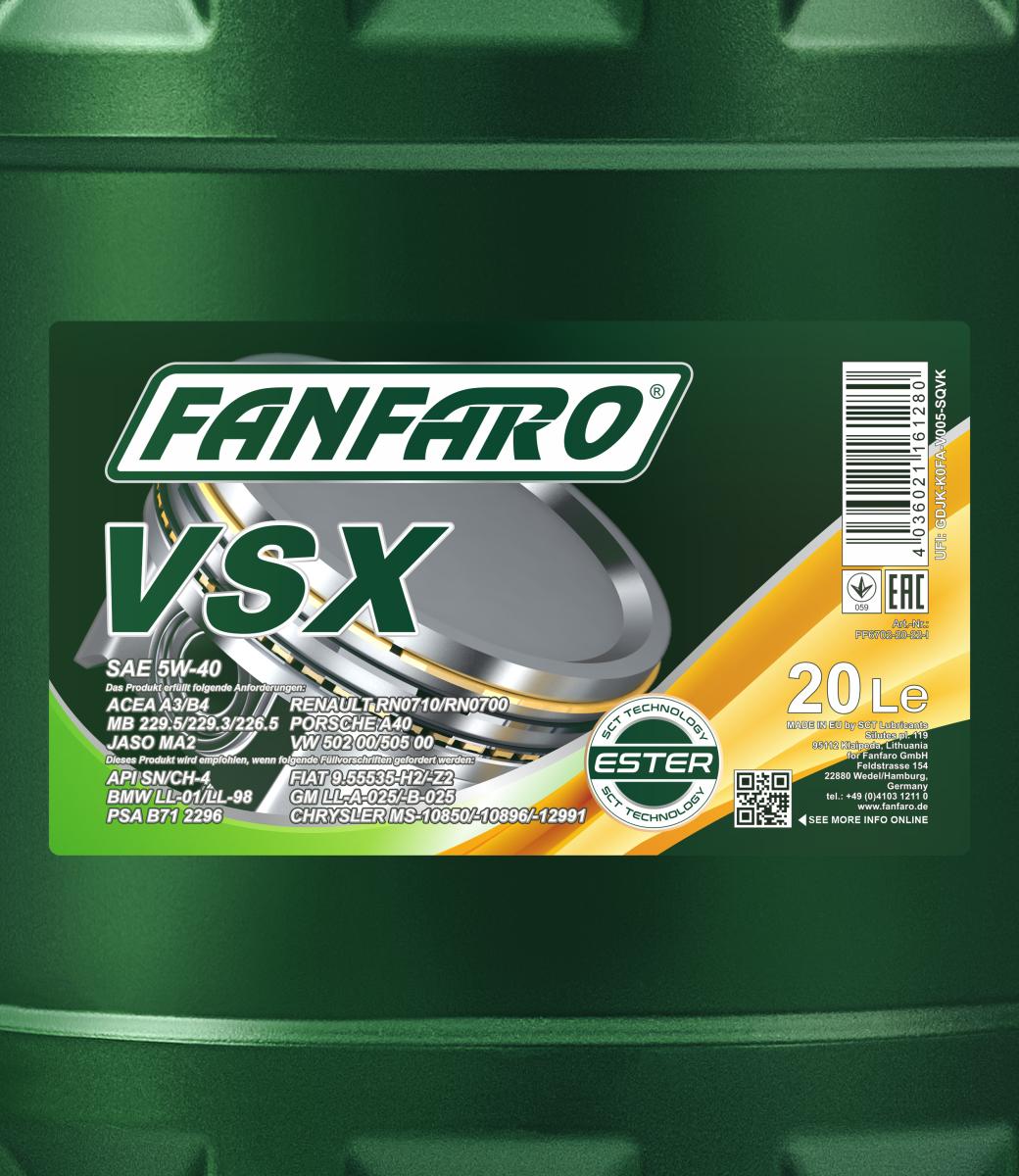 FANFARO 6702 VSX 5W-40 20 Liter