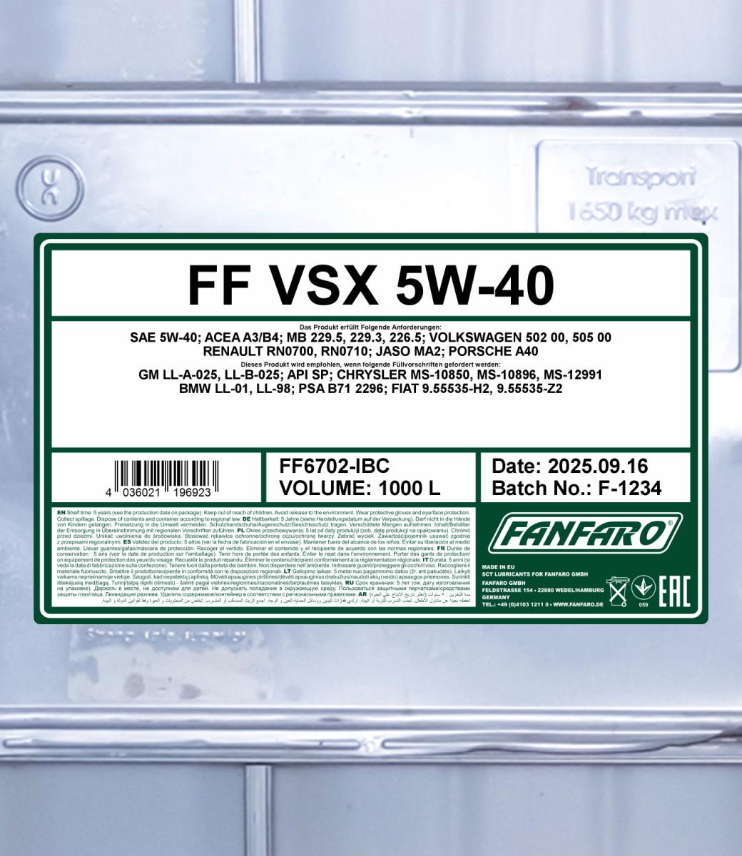 FANFARO 6702 VSX 5W-40 1000 Liter