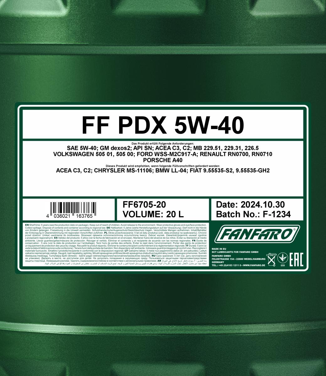 FANFARO 6705 PDX 5W-40 20 Liter