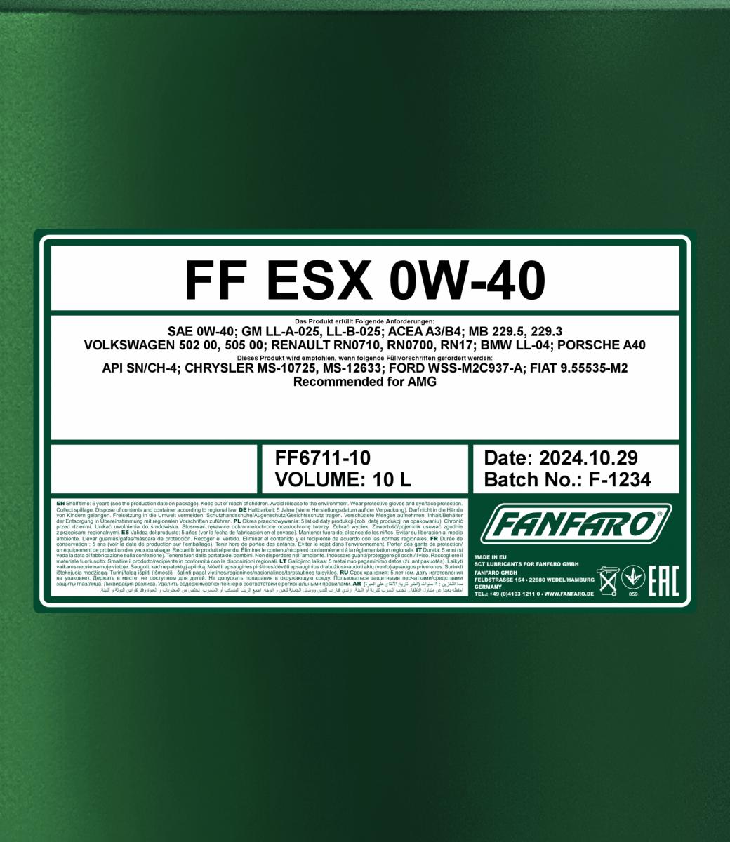 FANFARO 6711 ESX 0W-40 10 Liter