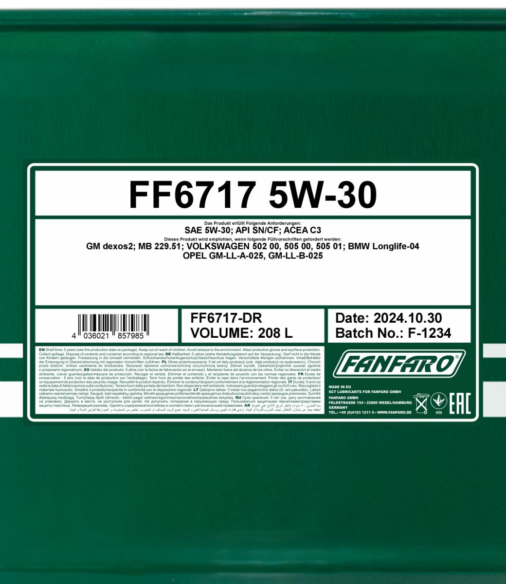 FANFARO 6717 for Chevrolet Opel 5W-30 208 Liter