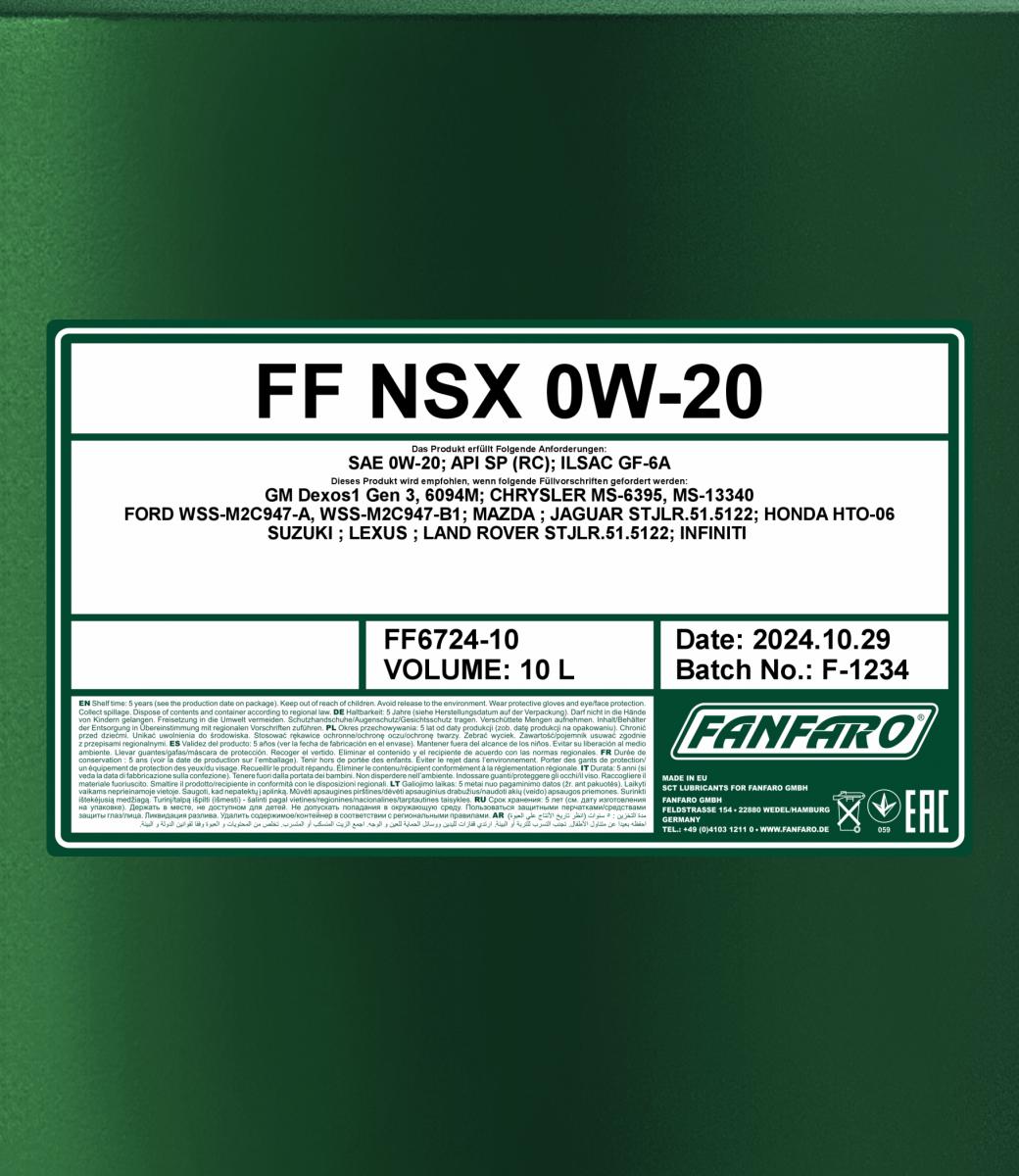 FANFARO 6724 NSX 0W-20 10 Liter