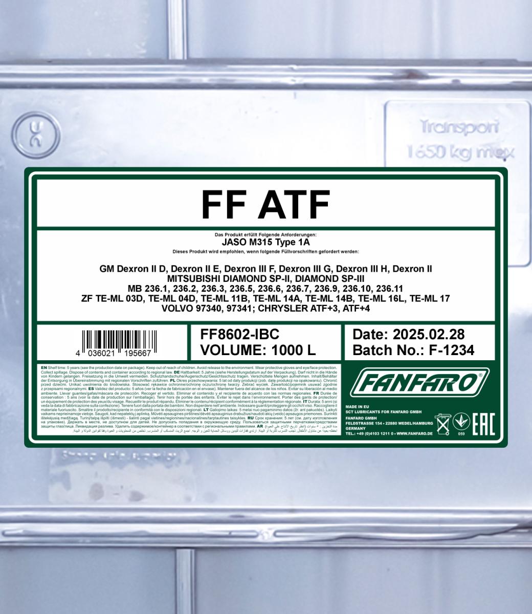 FANFARO 8602 ATF Universal Full Synthetic 1000 Liter