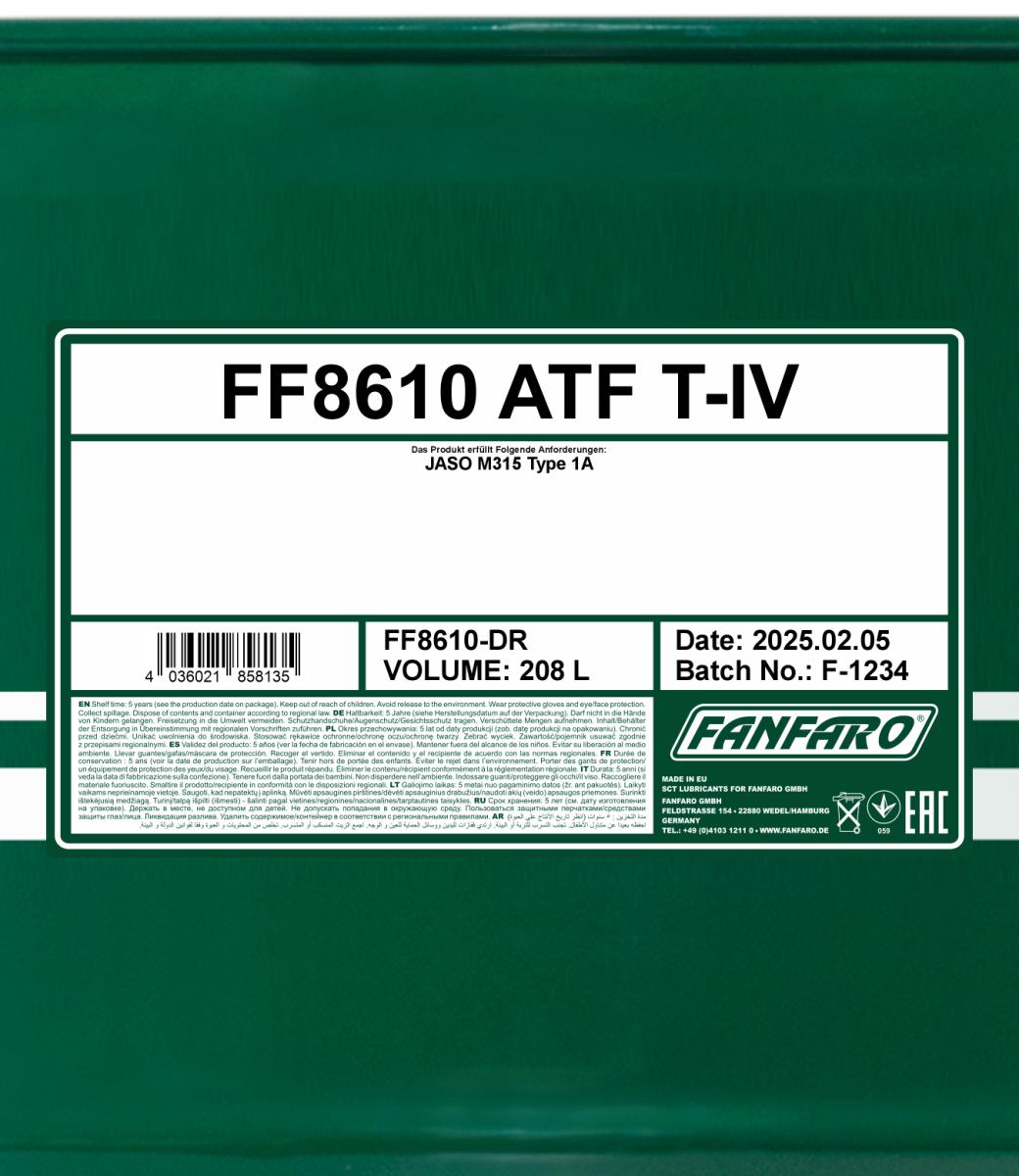 FANFARO 8610 ATF T-IV 208 Liter