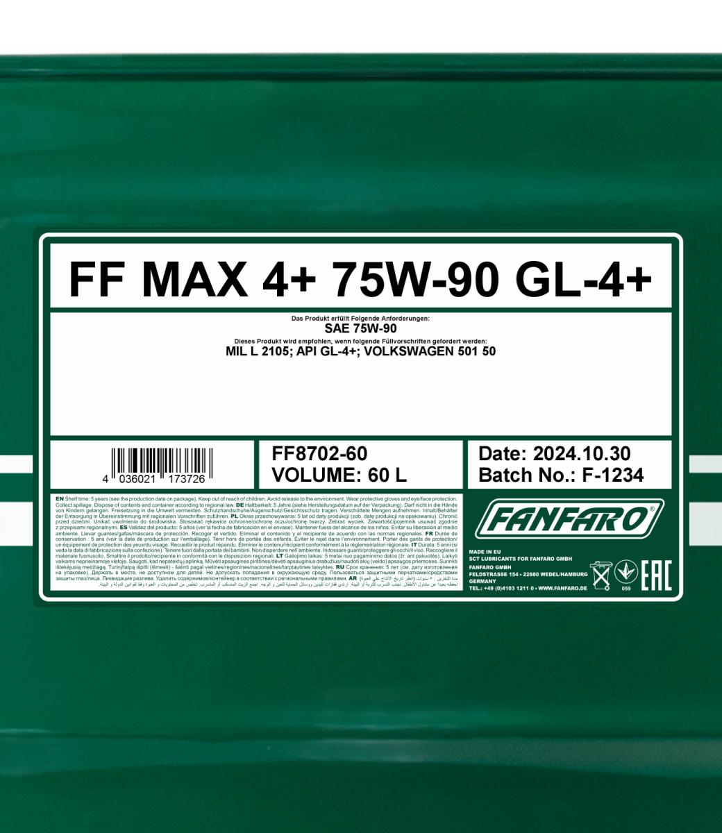FANFARO 8702 MAX 4+ 75W-90 GL-4+ 60 Liter