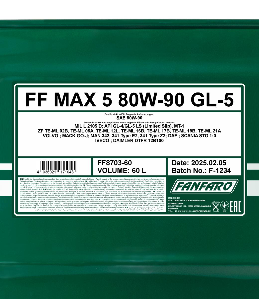 FANFARO 8703 MAX 5 80W-90 GL-5 LS 60 Liter