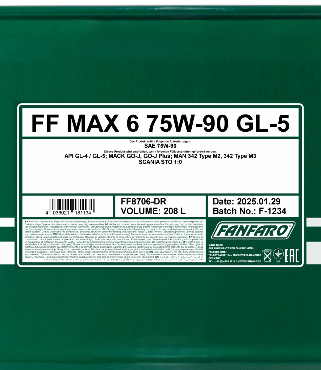 FANFARO 8706 MAX 6 75W-90 GL-5 208 Liter